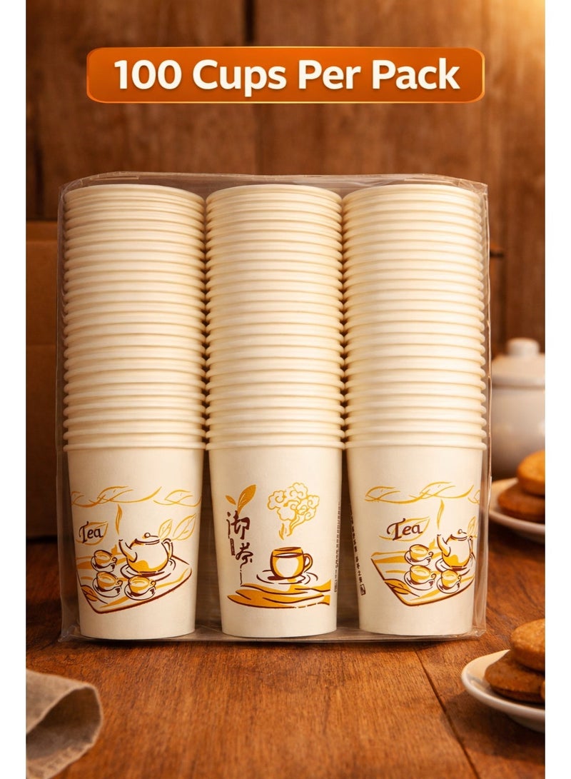Disposable Paper Tea Cups – 100 Pieces Pack, Food-Grade Hot Beverage Cups for Tea, Coffee & Drinks, Leak-Proof, Eco-Friendly, Party & Office Use - Image 3