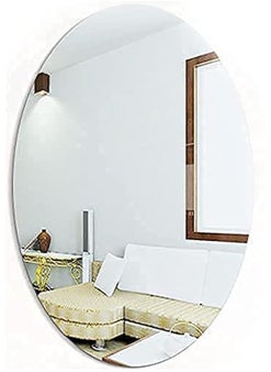 Mishti Enterprise MISHTI Oval Shape Adhesive Mirror Sticker for Wall on Tiles Bathroom Bedroom Living Room Basin Mirror Bathroom Wall Mirror Stickers Unbreakable Plastic Wall Mirror 20 30Pack of 2  - Image 1