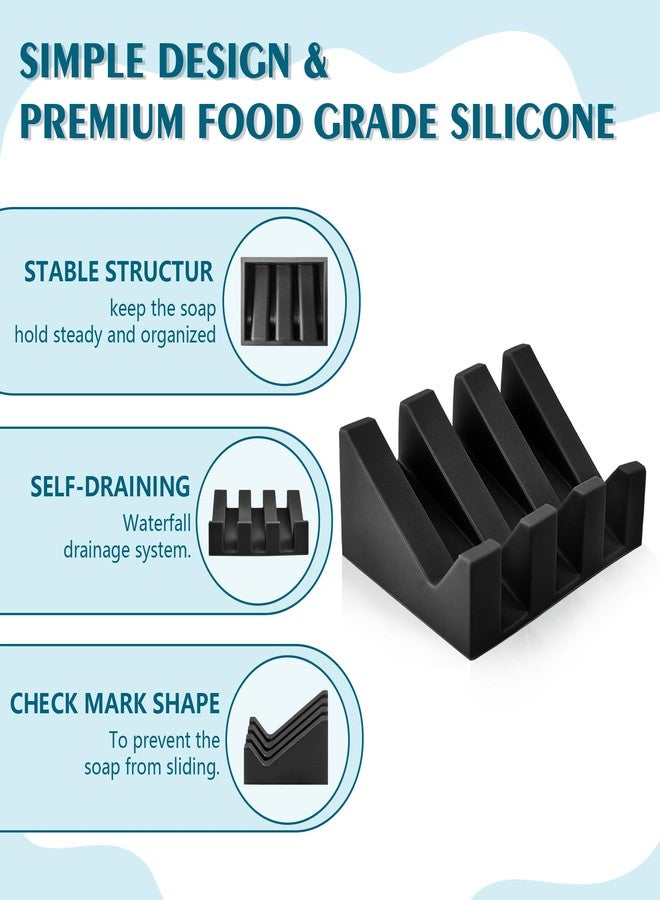 Coipdfty Soap Dishes, Upgrade Suction Silicone Shower Soap Dish with drianage, Bar Soap Holder & Saver Waterfall Self-Draining to Keep Your Bar Soap Organized and Clean (Black) - Image 3
