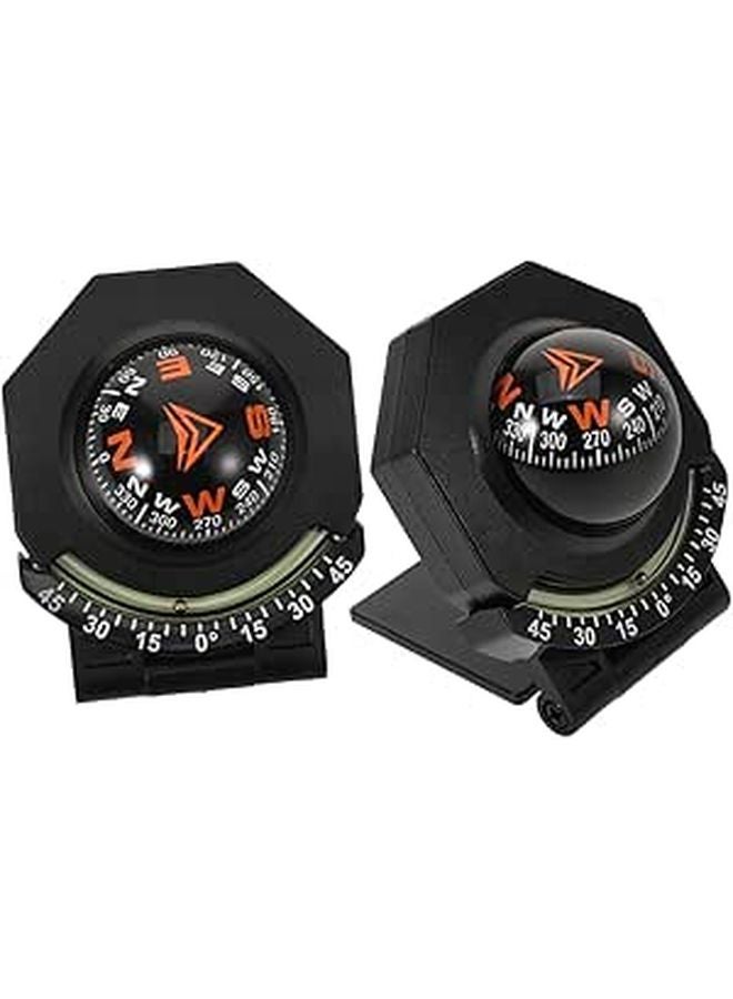 2pcs Car Compass Inclinometer with Adhesive Tape for Dashboard Navigation in Cars Boats RVs - Image 1