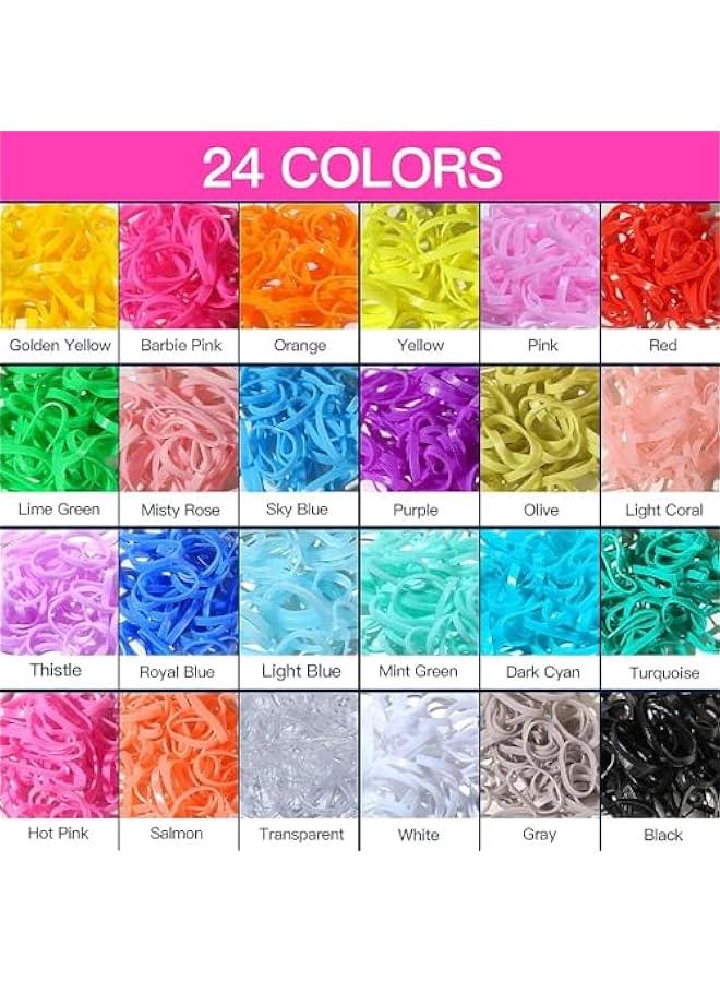MOXO Elastic Hair Bands 24 Colors 2000 Pcs Mini Hair Rubber Bands with Organizer Box Soft Small Girl Hair Ties Colorful Baby Rubber Bands Set with Hair Tail Tools Rat Tail Comb for Kid - Image 2
