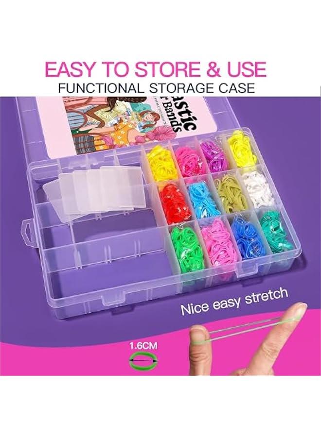 MOXO Elastic Hair Bands 24 Colors 2000 Pcs Mini Hair Rubber Bands with Organizer Box Soft Small Girl Hair Ties Colorful Baby Rubber Bands Set with Hair Tail Tools Rat Tail Comb for Kid - Image 3