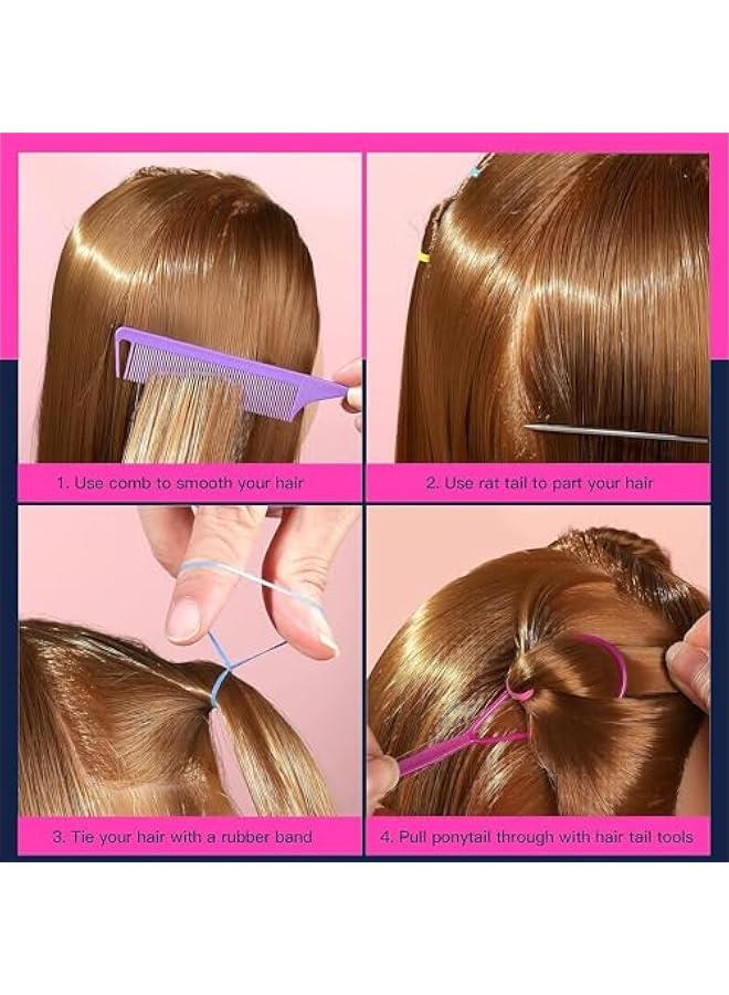 MOXO Elastic Hair Bands 24 Colors 2000 Pcs Mini Hair Rubber Bands with Organizer Box Soft Small Girl Hair Ties Colorful Baby Rubber Bands Set with Hair Tail Tools Rat Tail Comb for Kid - Image 5