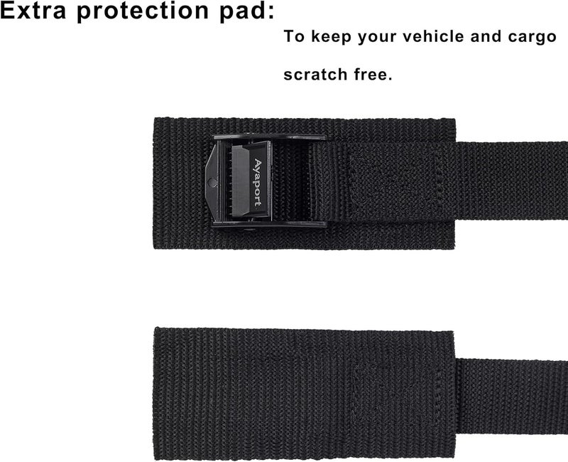 Ayaport Lashing Straps Car Roof Rack Straps Cam Buckle Tie Down Strap for Kayak, SUP, Canoe, Surfboard Packing Black 4 Pack - Image 4