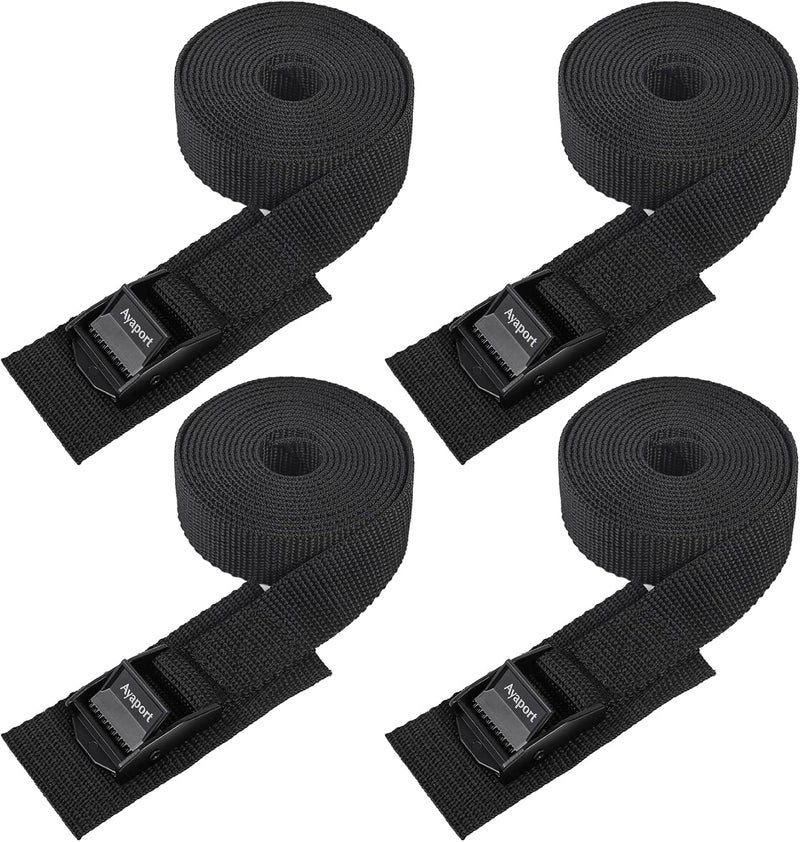 Ayaport Lashing Straps Car Roof Rack Straps Cam Buckle Tie Down Strap for Kayak, SUP, Canoe, Surfboard Packing Black 4 Pack - Image 1
