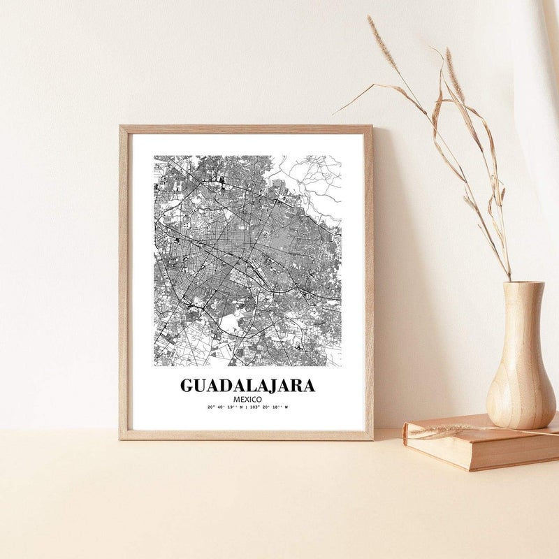 Eleville 8X10 Unframed Guadalajara Mexico City View Abstract Road Modern Map Art Print Poster Wall Office Home Decor Minimalist Line Art Hometown Housewarming wgn334 - Image 5