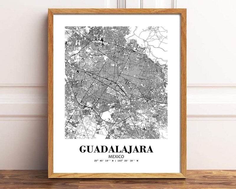 Eleville 8X10 Unframed Guadalajara Mexico City View Abstract Road Modern Map Art Print Poster Wall Office Home Decor Minimalist Line Art Hometown Housewarming wgn334 - Image 2