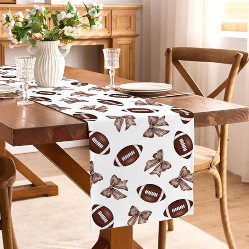 Buxiuer Football Bow Table Runner Fall Tailgate Party Decorations Touchdown Rugby Sport Theme Birthday Decor Dining Room Home Kitchen Island Decor - Image 2
