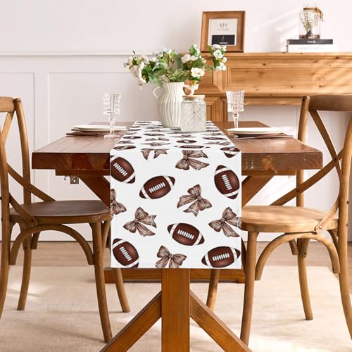 Buxiuer Football Bow Table Runner Fall Tailgate Party Decorations Touchdown Rugby Sport Theme Birthday Decor Dining Room Home Kitchen Island Decor - Image 4