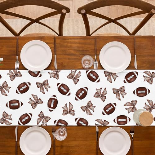 Buxiuer Football Bow Table Runner Fall Tailgate Party Decorations Touchdown Rugby Sport Theme Birthday Decor Dining Room Home Kitchen Island Decor - Image 5