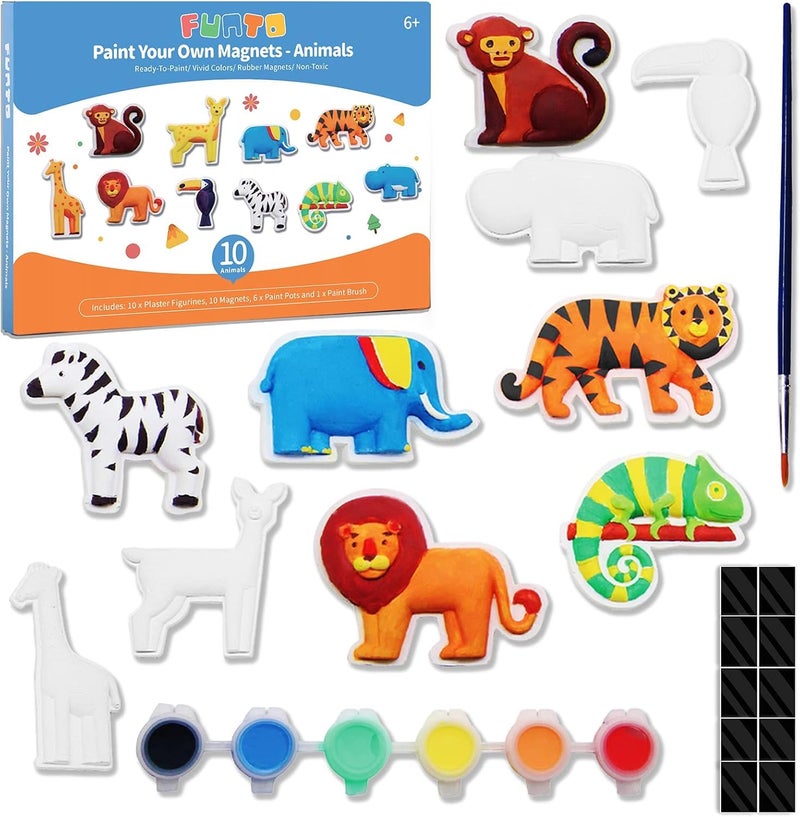 Funto Animal Painting Kit for Kids Paint Your Own Figurines with Magnet 27 PCS Crafts Set Ceramics to Paint STEAM Projects Creative Activity DIY - Image 2