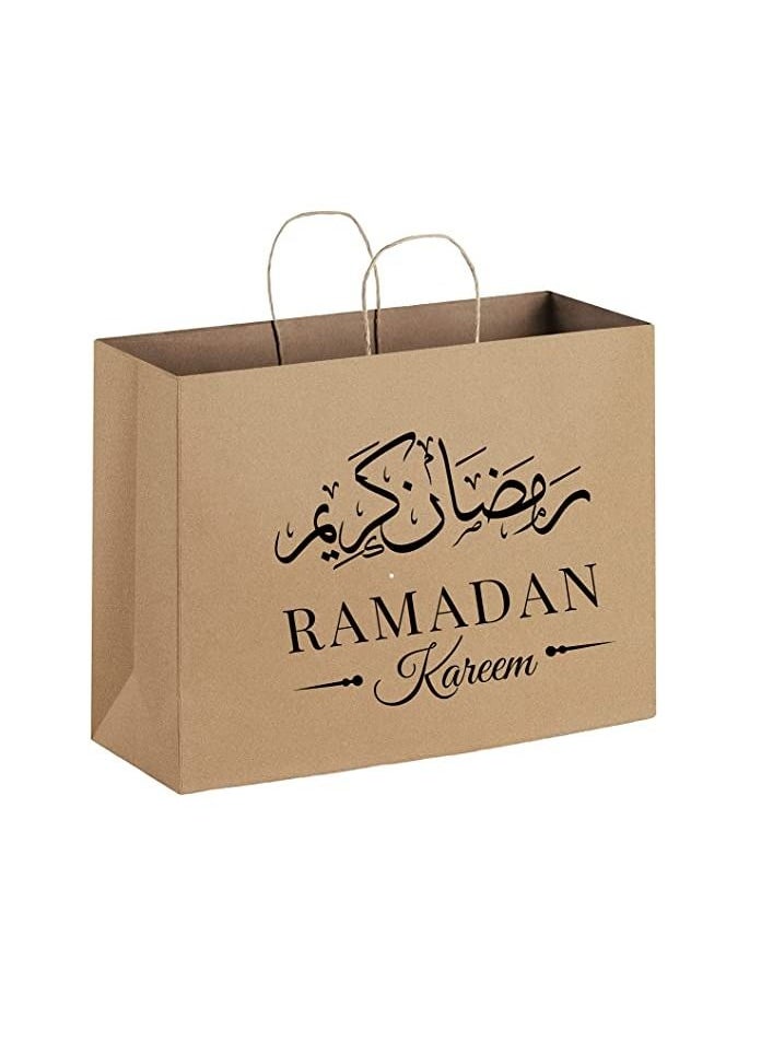 PRINTSHOP4ME - A3 Kraft Ramadan Kareem Printed Design Brown Paper Bags With Handles - Image 1