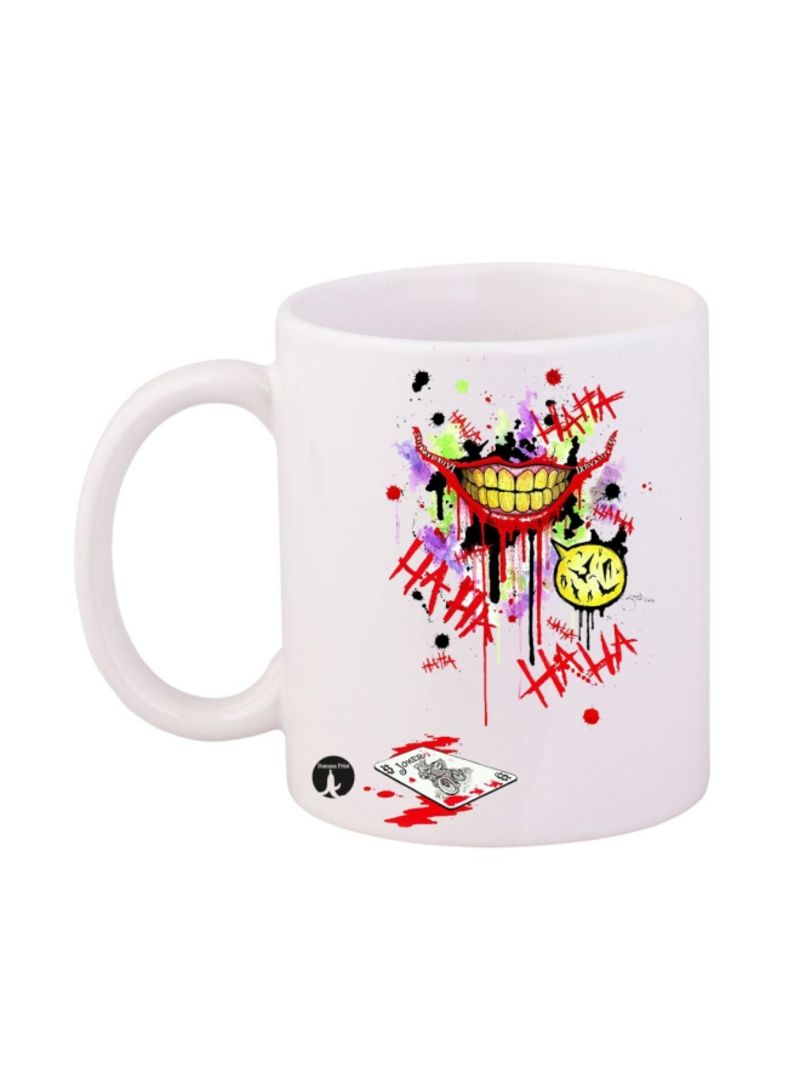 RKN The Joker Printed Mug White/Red/Yellow 12ounce