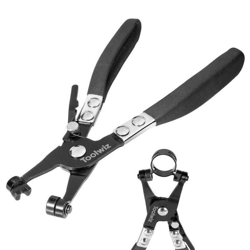 Toolwiz Hose Clamp Pliers Heavy Duty Hose Clamp Tool with Locking Device and Non-Slip Handle Removal and Installation Tool for Ring-Type and Flat-Band Hose Clamps (Black) - Image 1