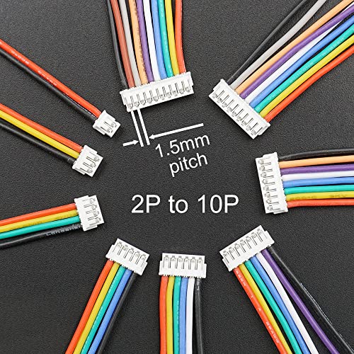 elechawk ZH 1.5MM Connectors and 28AWG Pre-Crimped Silicone Cables kit Compatible with JST ZH 1.5 Connector 2/3/4/5/6/7/8/9/10 Pin Housing Adapter Cable with Length of 160mm (6.3inch) Wire - Image 4