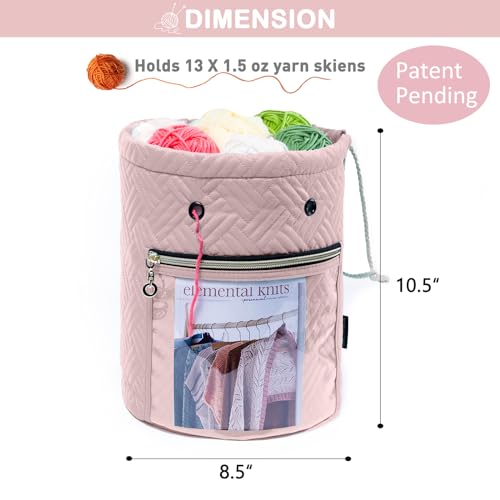 MYBAGZING Yarn Bag, Small Crochet Bag Organizer, Drawstring Yarn Storage Bags Yarn for Crocheting, Knitting Bag for Crochet Beginner,Yarn Holder, Yarn Bowl with Pocket for Crochet Accessories - Image 3
