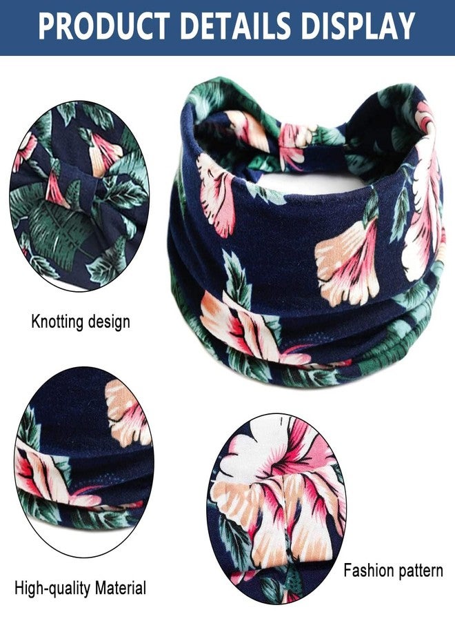 CARTSHOPPER Boho Wide Headbands Knoted African Head Wraps Non Slip Hair Bands Yoga Workout Sweatbands Stretch Running Sport Hair Accessories for Women 4Pcs - Image 4