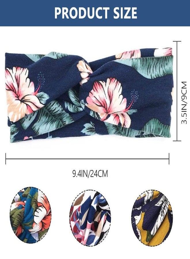 CARTSHOPPER Boho Wide Headbands Knoted African Head Wraps Non Slip Hair Bands Yoga Workout Sweatbands Stretch Running Sport Hair Accessories for Women 4Pcs - Image 2