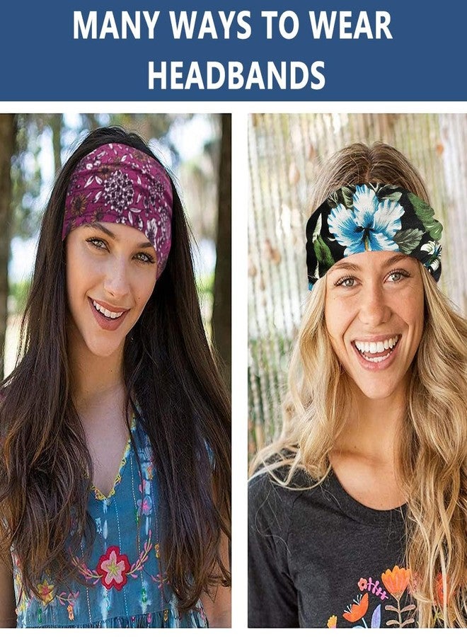 CARTSHOPPER Boho Wide Headbands Knoted African Head Wraps Non Slip Hair Bands Yoga Workout Sweatbands Stretch Running Sport Hair Accessories for Women 4Pcs - Image 5
