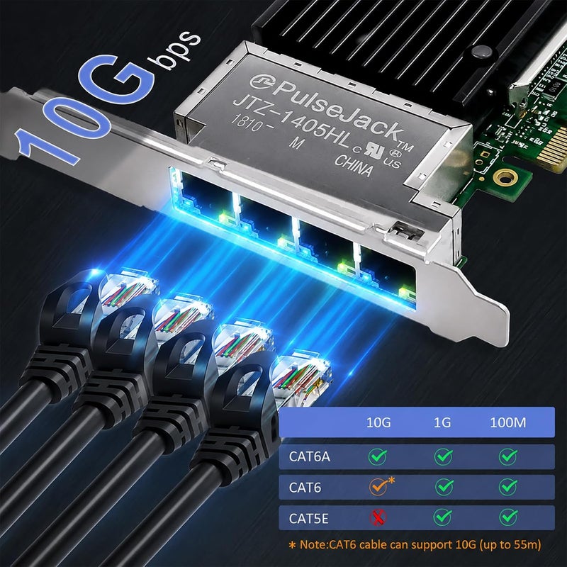 بطاقة شبكة GLOTRENDS ST7223 10G RJ45 إيثرنت مع وحدة تحكم Intel X710، واجهة PCIE 3.0 X8، تدعم نظام التشغيل Windows 11/10/ Windows Server/Linux/ESX/VMware ESXi (لا تدعم نظام التشغيل Mac OS) - Image 2