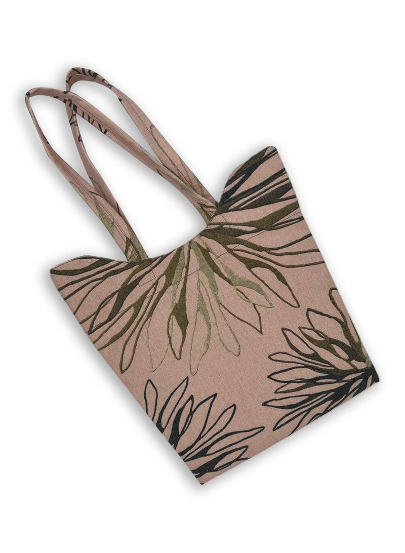Tree Leaves Casual Printed Linen Tote Bag W230018B