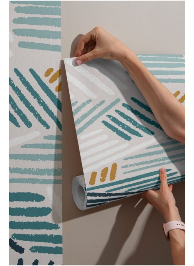 Home Gallery - Topiary With Blue Fabric Wallpaper Covers An Area ​​Up To 4.2Mx3M With Adhesive  And Smoothing Tool - Image 1