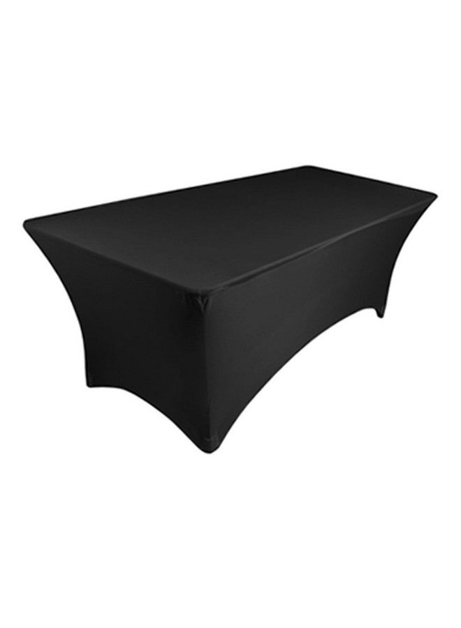 Tektrum 8 Ft Long Rectangular Stretch Tablecloth Dj Jacket Cover For Trade Show Premium Fabric (Black) - Image 1
