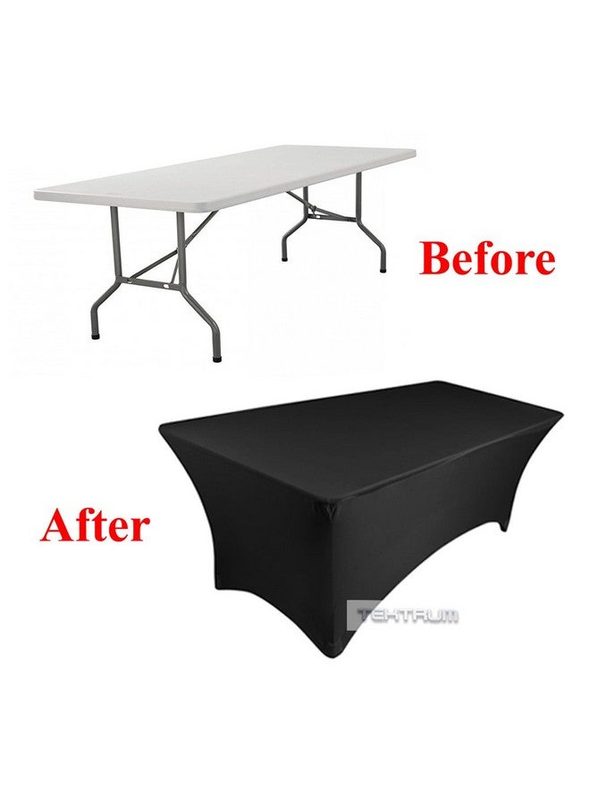 Tektrum 8 Ft Long Rectangular Stretch Tablecloth Dj Jacket Cover For Trade Show Premium Fabric (Black) - Image 2