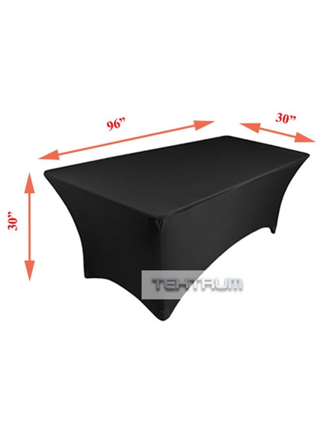 Tektrum 8 Ft Long Rectangular Stretch Tablecloth Dj Jacket Cover For Trade Show Premium Fabric (Black) - Image 3