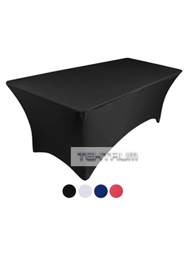 Tektrum 8 Ft Long Rectangular Stretch Tablecloth Dj Jacket Cover For Trade Show Premium Fabric (Black) - Image 4
