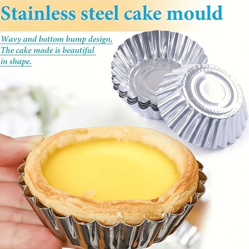 10pcs Aluminum Egg Tart Molds Nonstick Lace Chrysanthemum Cups For Baking Pastries Desserts Cake Accessories Mini Molds DIY - Image 1