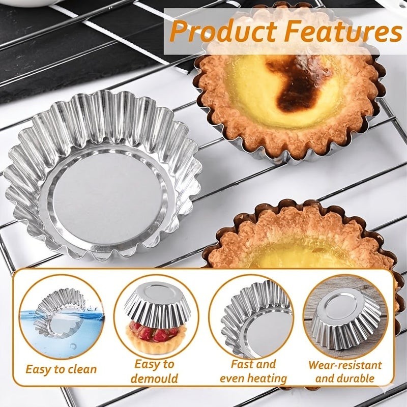 10pcs Aluminum Egg Tart Molds Nonstick Lace Chrysanthemum Cups For Baking Pastries Desserts Cake Accessories Mini Molds DIY - Image 4