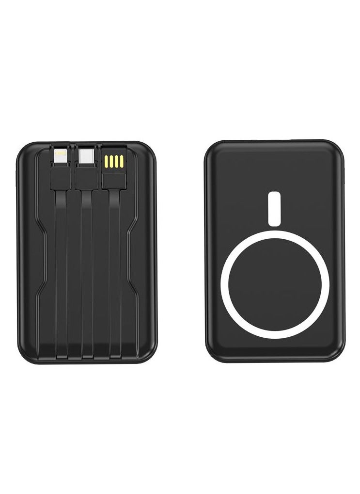 NYORK 10000 mAh Nyork PB515  MagGo Battery ( Powercore 10k ) 15W, Magnetic Power Bank, USB-C & Lighting  Wireless Portable Charger Built in Type-C & Lighting Cable Compatible with Magsafe, iPhone 15/15 Plus/15 Pro/15 Pro Max, iPhone 14/13/12 Series & All andriod Black  - Image 2