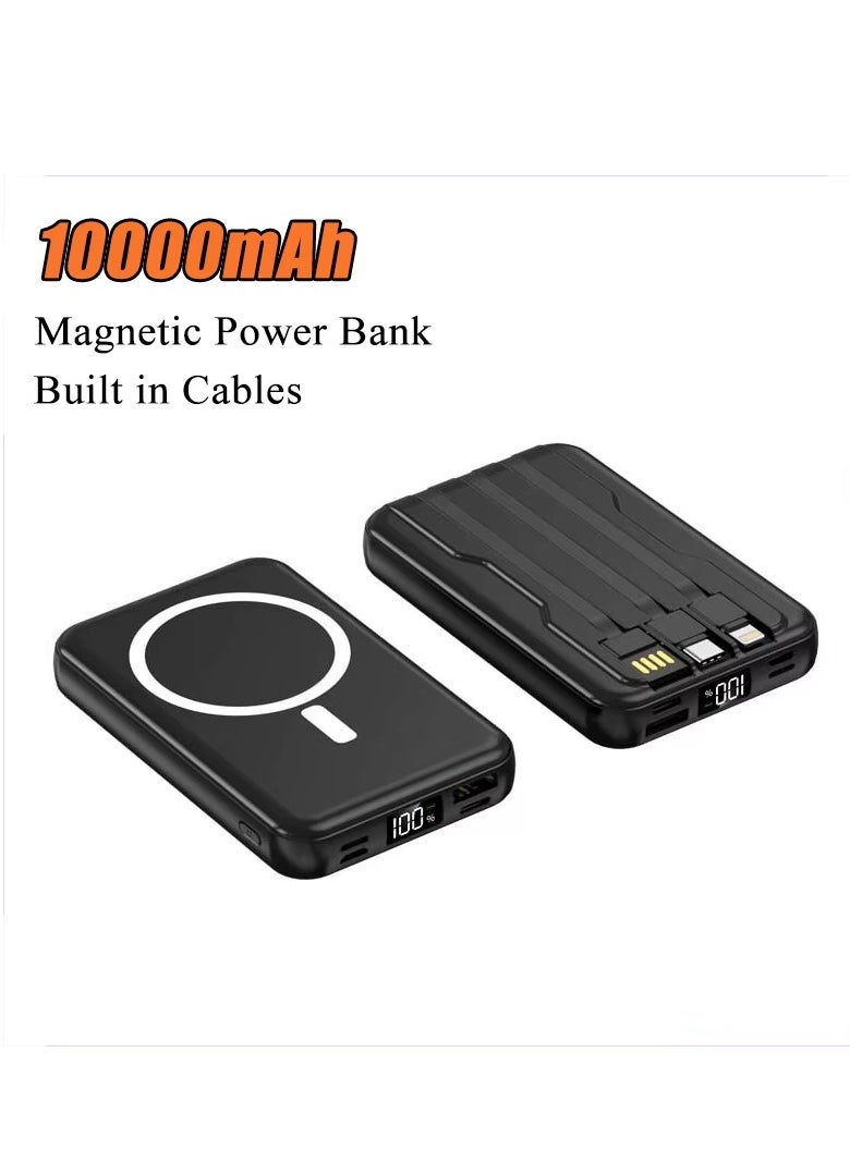 NYORK 10000 mAh Nyork PB515  MagGo Battery ( Powercore 10k ) 15W, Magnetic Power Bank, USB-C & Lighting  Wireless Portable Charger Built in Type-C & Lighting Cable Compatible with Magsafe, iPhone 15/15 Plus/15 Pro/15 Pro Max, iPhone 14/13/12 Series & All andriod Black  - Image 3