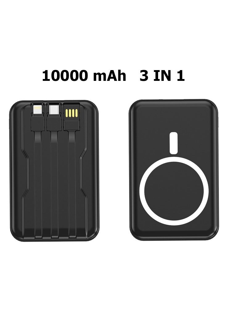 NYORK 10000 mAh Nyork PB515  MagGo Battery ( Powercore 10k ) 15W, Magnetic Power Bank, USB-C & Lighting  Wireless Portable Charger Built in Type-C & Lighting Cable Compatible with Magsafe, iPhone 15/15 Plus/15 Pro/15 Pro Max, iPhone 14/13/12 Series & All andriod Black  - Image 4