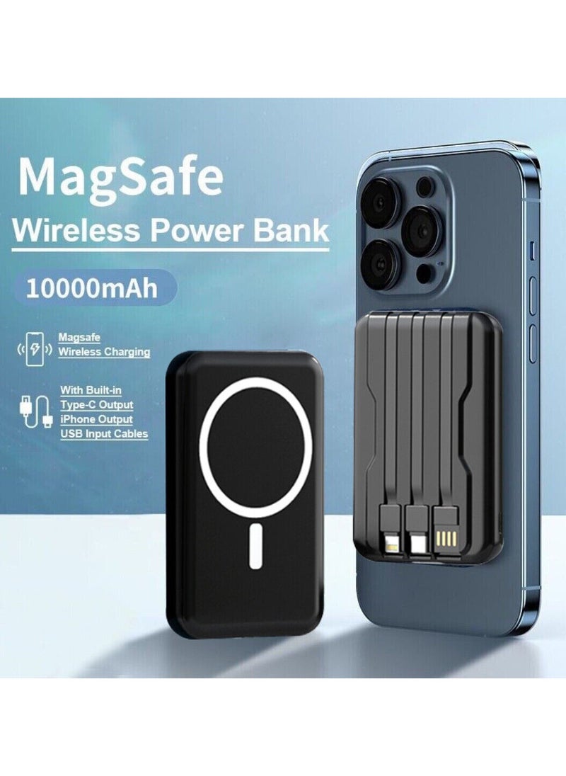 NYORK 10000 mAh Nyork PB515  MagGo Battery ( Powercore 10k ) 15W, Magnetic Power Bank, USB-C & Lighting  Wireless Portable Charger Built in Type-C & Lighting Cable Compatible with Magsafe, iPhone 15/15 Plus/15 Pro/15 Pro Max, iPhone 14/13/12 Series & All andriod Black  - Image 5