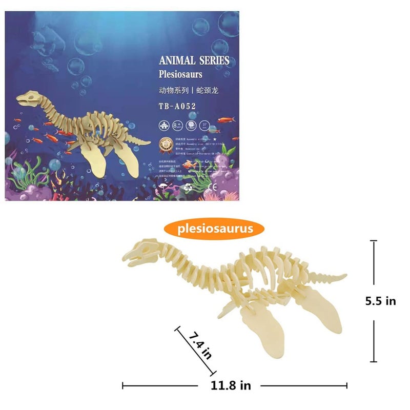 i-CHONY 3D Wooden Crafts Puzzle - 3 Piece Set Wood Dinosaur Skeleton Model Puzzle,Wooden Assembly 3D Puzzle Toys,STEM DIY Brain Teaser Puzzle - Image 3