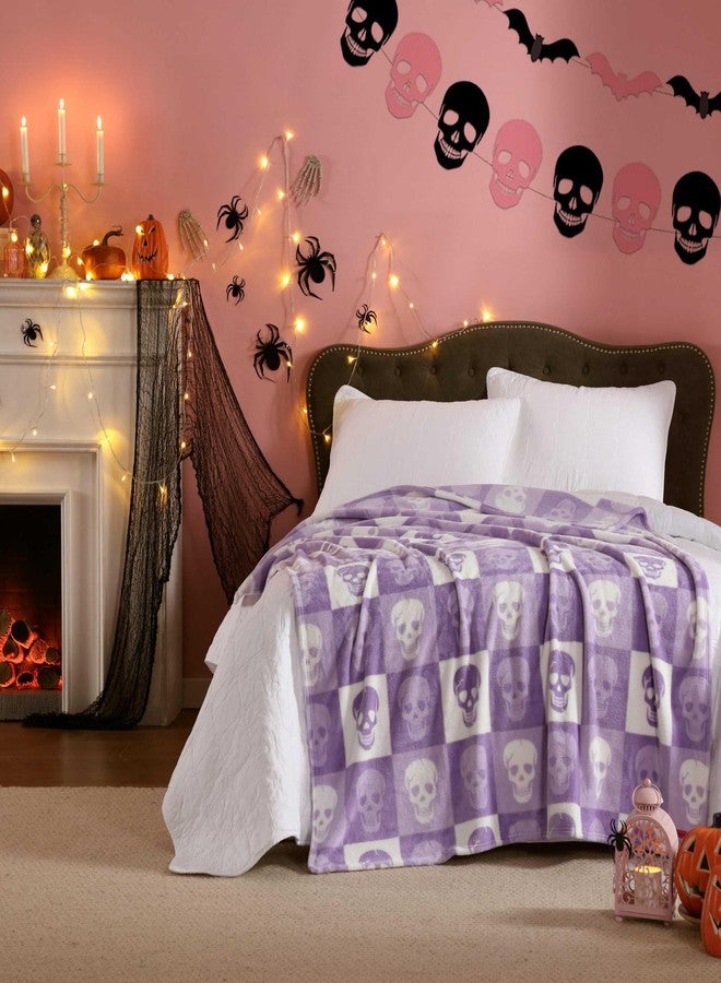 Betsey Johnson - Blanket, Buttery-Soft Throw Blanket for Couch or Bed, Boldly Plush & Oversized Bedding, Halloween Decor (Cracked Checkered Skull Purple, 50" x 70") - Image 3