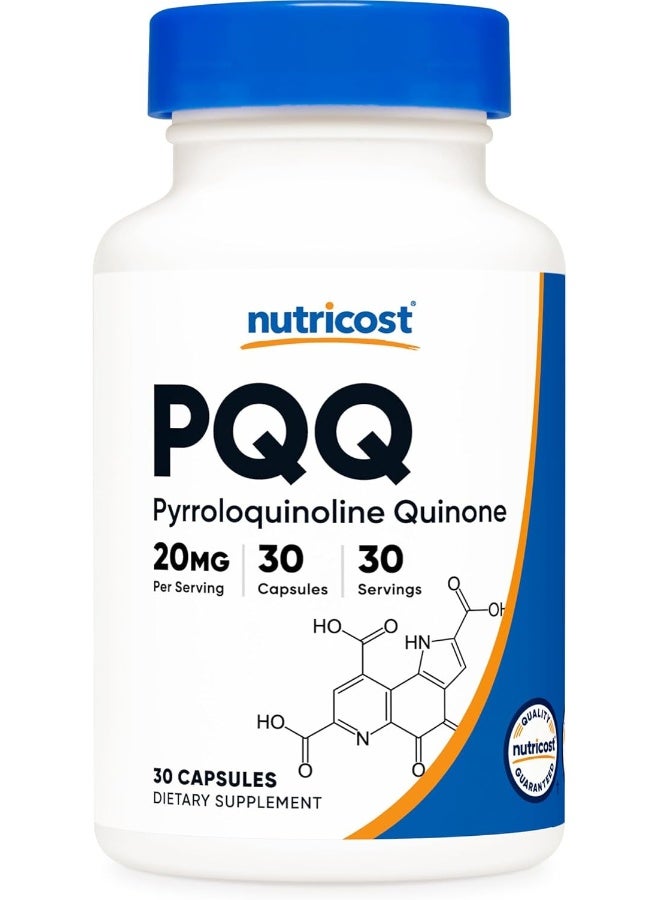 Nutricost Pqq (Pyrroloquinoline Quinone) 20Mg, 30 Capsules - Vegetarian Capsules, Non-Gmo, Gluten Free - Image 1