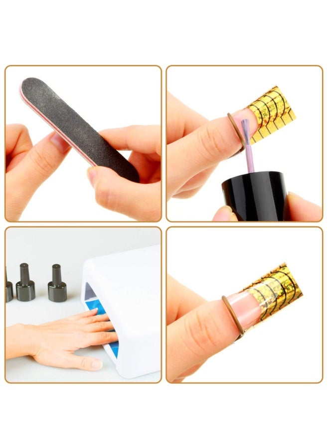 SYOSI Nail Extension Form Set, Reusable Nail Tips Guide for Acrylic & UV Gel Application, Salon-Grade Protector Stickers for DIY Manicures at Home, Universal Sizing (20-Piece, Gold & Silver) - Image 2