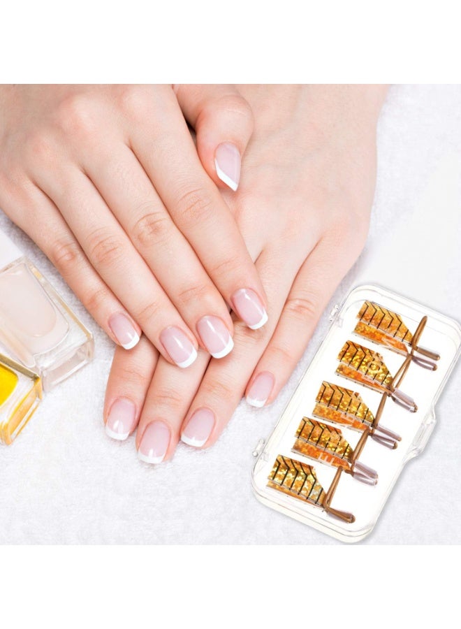 SYOSI Nail Extension Form Set, Reusable Nail Tips Guide for Acrylic & UV Gel Application, Salon-Grade Protector Stickers for DIY Manicures at Home, Universal Sizing (20-Piece, Gold & Silver) - Image 3