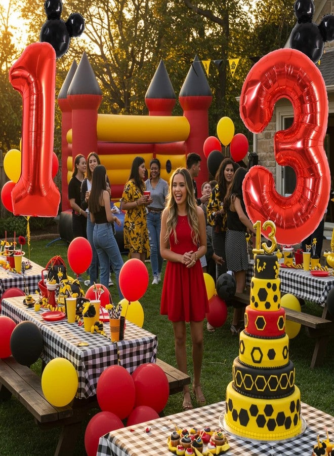 Vuzvuv 40 Inch Mouse Number Balloon No.3, Black Red Balloon Giant Giant Number Three Balloon for Birthday, Theme Party Supplies, Baby Shower,Anniversary Decoration - Image 5
