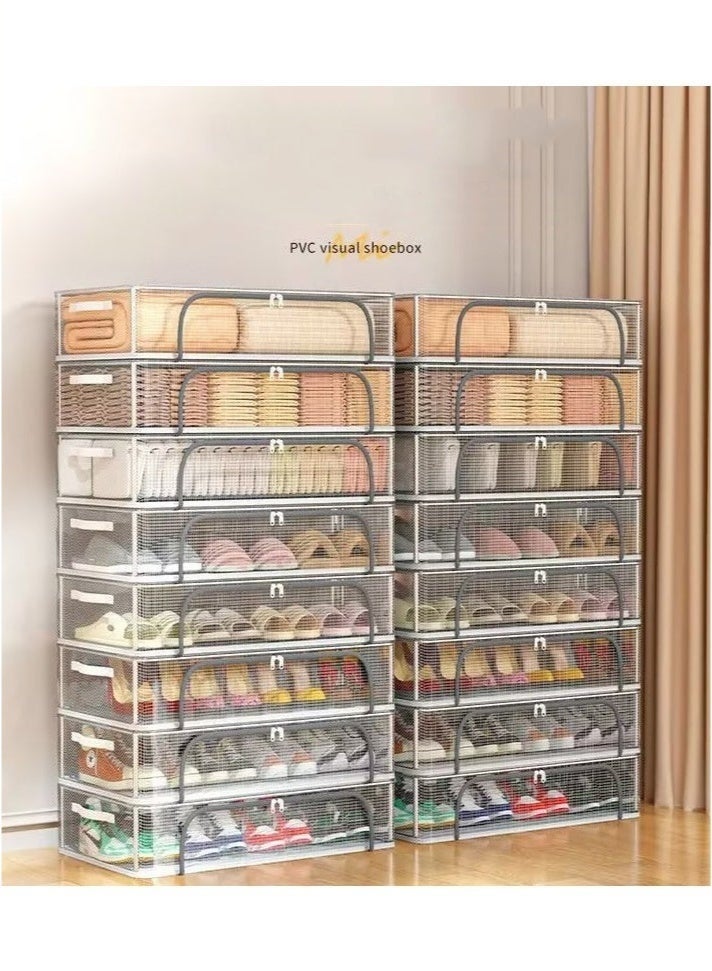 Bukela Shoe Storage Box 2 Pack Under Bed Shoe Storage Organizer, Clear Stackable Shoe Organizer for Closet, 60*30*21cm Shoes Organizer Shoe Container Bins for Sneakers Foldable Shoe Rack for Clothes, Toys - Image 5