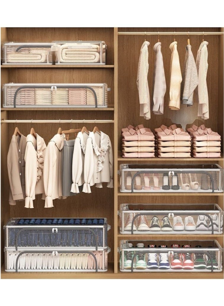 Bukela Shoe Storage Box 2 Pack Under Bed Shoe Storage Organizer, Clear Stackable Shoe Organizer for Closet, 60*30*21cm Shoes Organizer Shoe Container Bins for Sneakers Foldable Shoe Rack for Clothes, Toys - Image 2