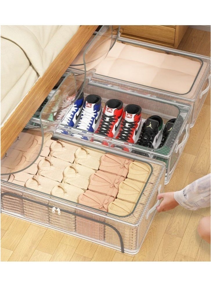 Bukela Shoe Storage Box 2 Pack Under Bed Shoe Storage Organizer, Clear Stackable Shoe Organizer for Closet, 60*30*21cm Shoes Organizer Shoe Container Bins for Sneakers Foldable Shoe Rack for Clothes, Toys - Image 3
