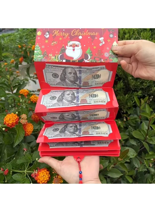 Green Christmas Cash Bag And Gift Card Holder With 10 Compartments - Image 3