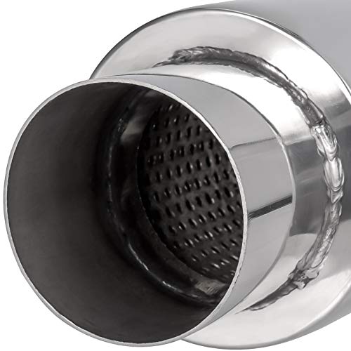 ZEONHAK 2.5 Inch Inlet Exhaust Resonator, 2.5 Inch Outlet Muffler Resonator, 16 Inch Overall Length Stainless Steel Resonator, Universal Muffler, Straight Through Design Mirror Polished - Image 4
