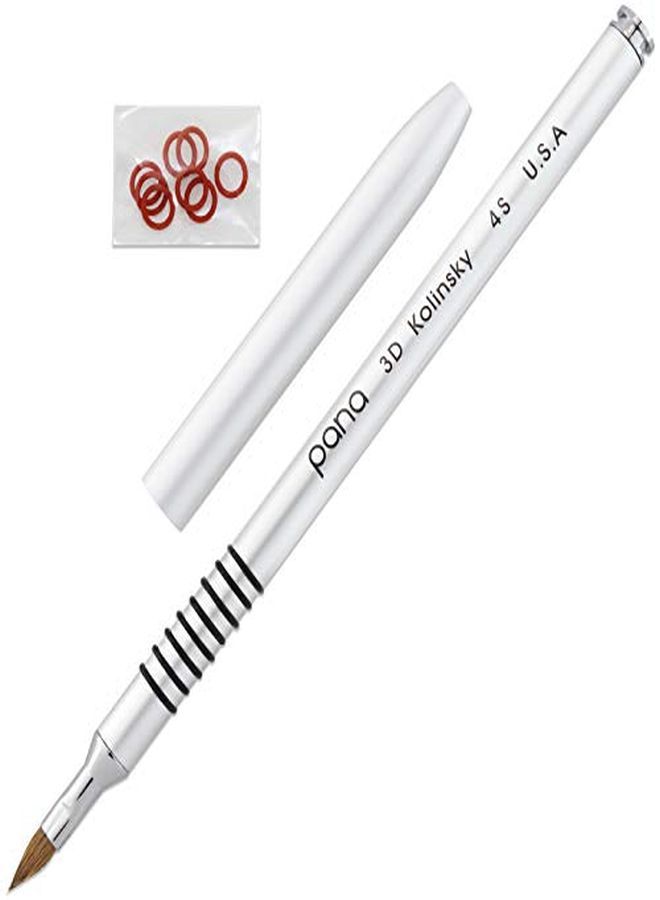 Pana Usa 3D Kolinsky Nail Art Brush - Non-Slip Handle Acrylic Nail Art Brush Sculpture Brush (Size 4, Aluminium Silver) - Image 3
