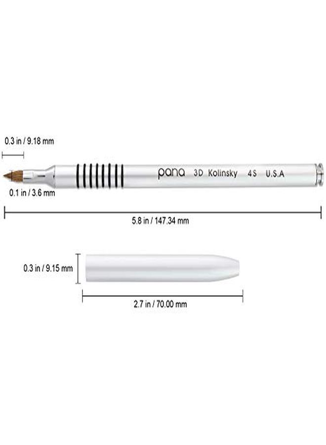 Pana Usa 3D Kolinsky Nail Art Brush - Non-Slip Handle Acrylic Nail Art Brush Sculpture Brush (Size 4, Aluminium Silver) - Image 2