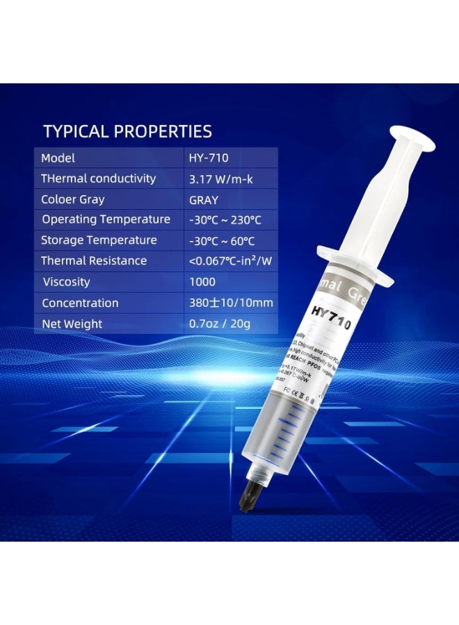 YUNSYE Thermal Paste for Processor 0.7oz / 20g HY710 3.17 W/MK Thermal Paste Tube Kit, High-Performance Thermal Compound Paste Silver Silicone Grease Heatsink for CPU, Processor, Computer, PS4 - Image 4